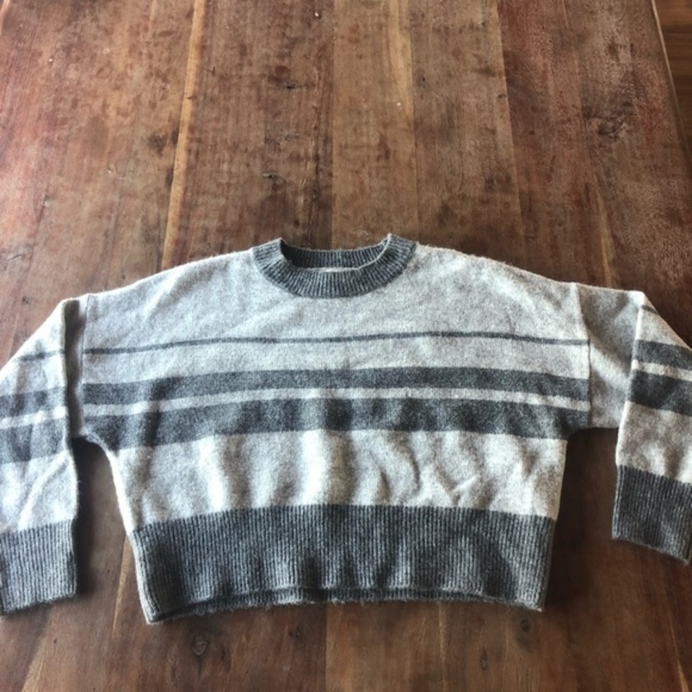 Topshop Sweater Striped Crewneck Cropped